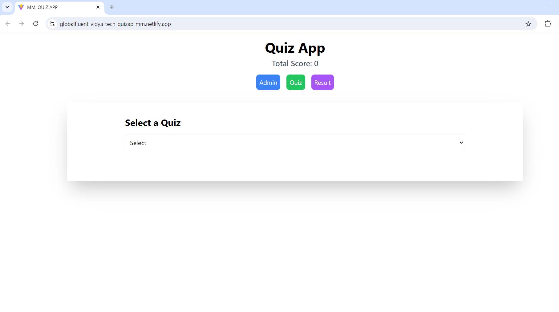 Quiz App website screenshot